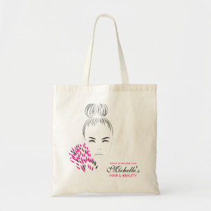 Beautiful woman fashion illustration branding tote bag