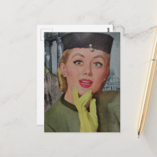 Beautiful Woman From 1950s era Collage Postcard