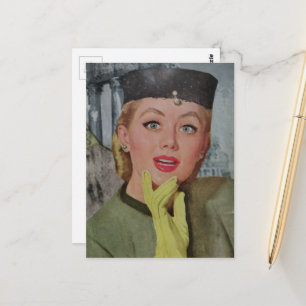 Beautiful Woman From 1950s era Collage Postcard