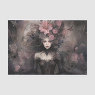 Beautiful Woman Gothic Queen with Flower Decoupage Tissue Paper