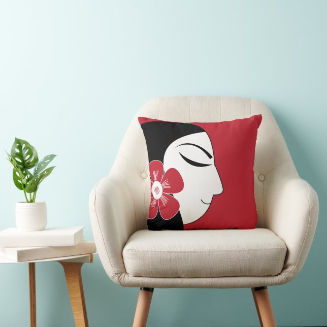 Beautiful Woman Illustration Cushion (Chair)