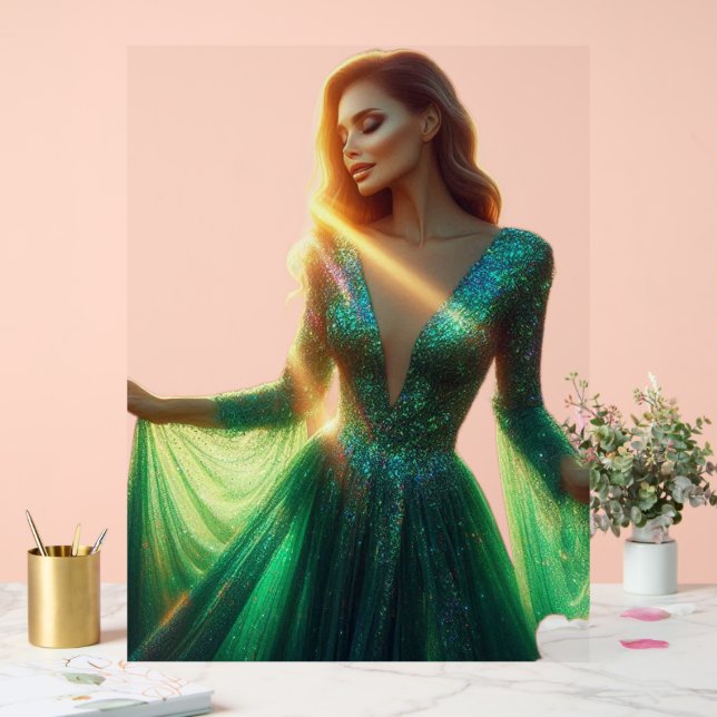 Beautiful Woman in a Green Dress on a 18x24  Acrylic Sign (Wedding)