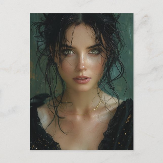 Beautiful Woman in Black Postcard (Front)