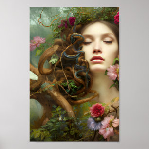 Beautiful Woman in Colourful Nature Painting 4 Poster