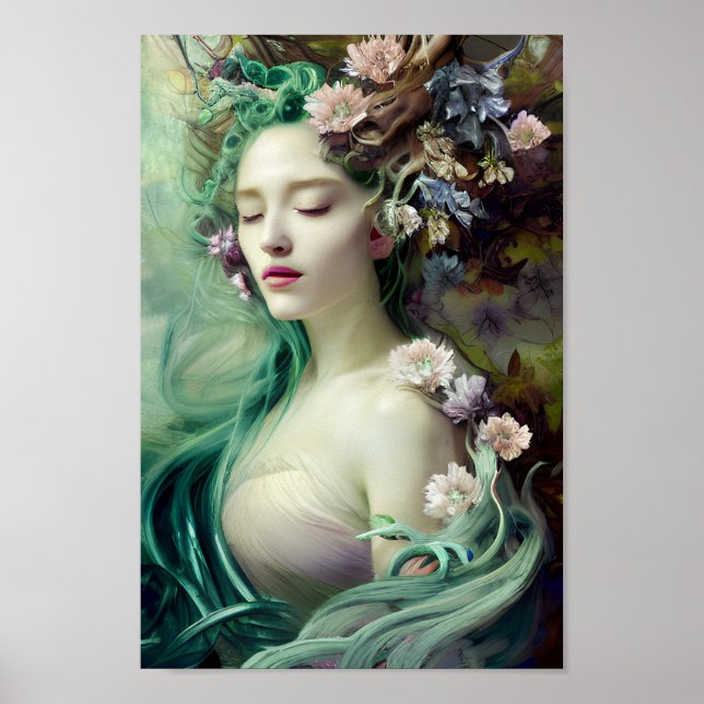Beautiful Woman in Colourful Nature Painting | 8 | Poster (Front)