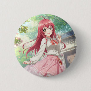 Beautiful woman in nature 6 cm round badge
