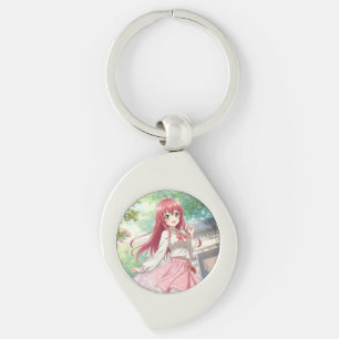 Beautiful woman in nature key ring