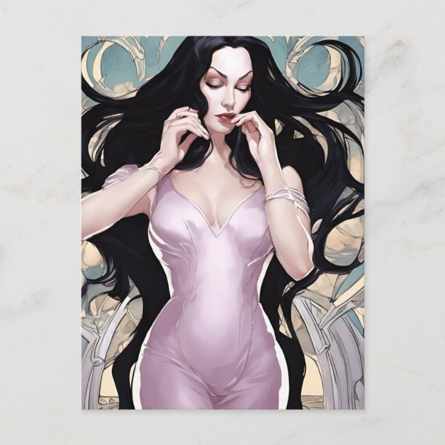 Beautiful Woman In Pink Postcard (Front)