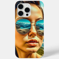 Beautiful Woman in Sunglasses Mountain Reflectoin