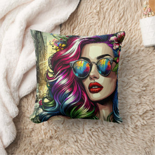 Beautiful Woman in the City Cushion