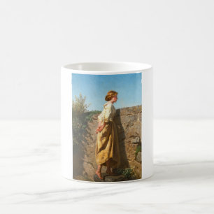 Beautiful Woman Looking Over the Wall (Vintage) Coffee Mug