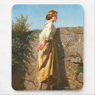 Beautiful Woman Looking Over the Wall (Vintage) Mouse Pad