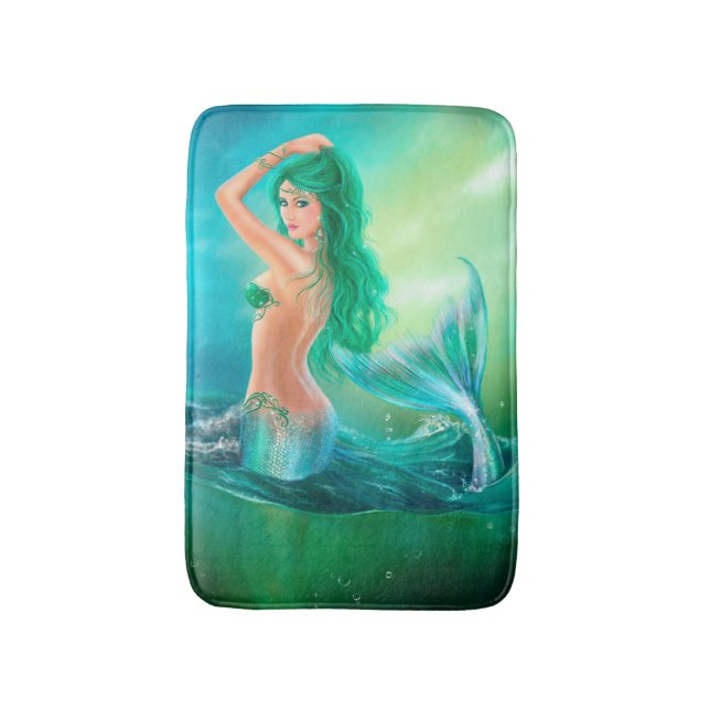 Beautiful woman mermaid fantasy Bath Mat (Front Vertical)