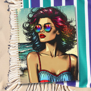 Beautiful Woman on Beach Comic Book Pop Art Planner