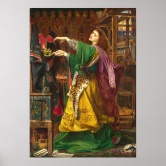 Beautiful woman painting poster