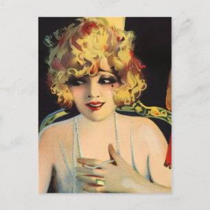 Beautiful Woman Playing with Pearls Postcard