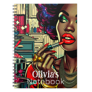Beautiful Woman Putting on Lipstick Personalised Notebook