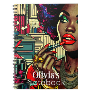 Beautiful Woman Putting on Lipstick Personalised Notebook