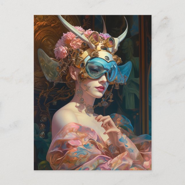 Beautiful Woman Sci-Fi Headdress Science Fiction Postcard (Front)