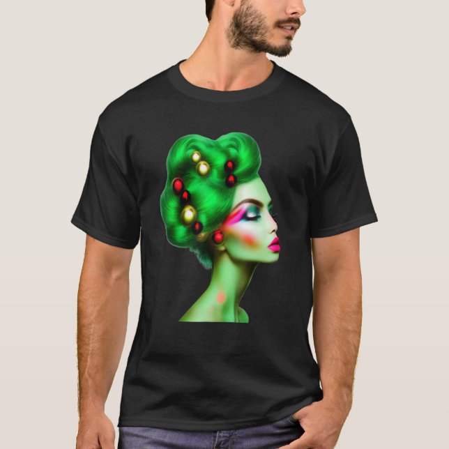 Beautiful Woman Silhouette Fancy Xmas Decoration H T-Shirt (Front)