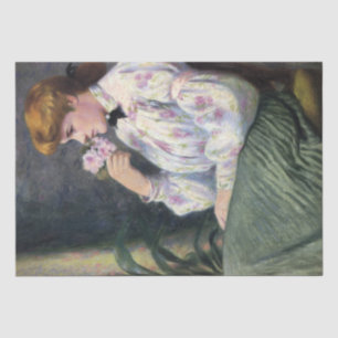 Beautiful Woman Smelling Flowers' Scent (Reverie) Tissue Paper