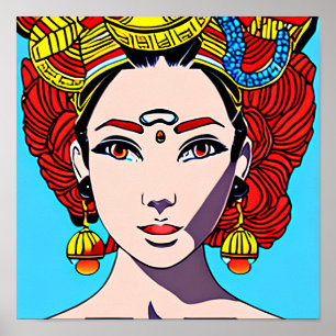 Beautiful Woman Stylish Haute Couture Anime Style  Poster