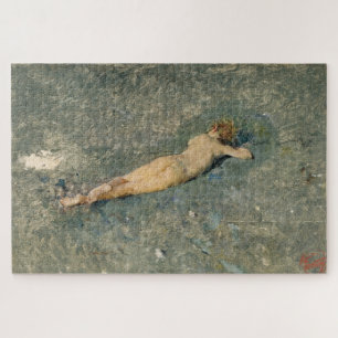 Beautiful Woman Sunbathing on the Beach Jigsaw Puzzle