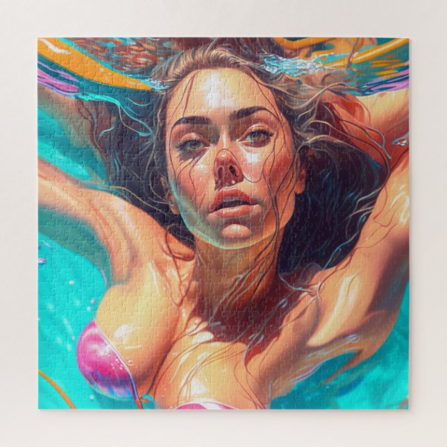 Beautiful Woman Under Water AI Art Jigsaw Puzzle (Vertical)