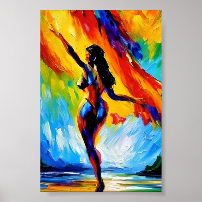 Beautiful Woman Watercolor Abstract Art Poster (Front)