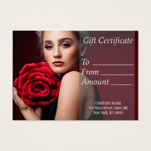 Beautiful Woman With Flowers Gift Certificate