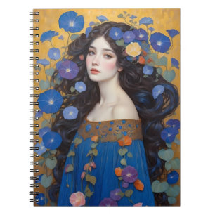 Beautiful Woman With Morning Glories Notebook