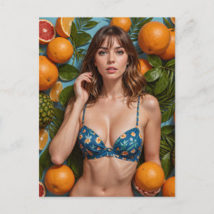 Beautiful Woman With Oranges Postcard