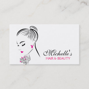 Beautiful woman with pink earrings branding business card