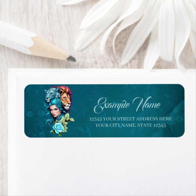 Beautiful woman's head with expressive eyes  return address label (Insitu)
