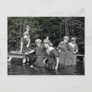 Beautiful Women Colorsplash 1916 Swimming in Lake Postcard