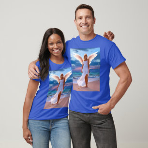 Beautiful Women with Angel Wings on a Beach T-Shirt