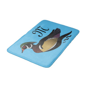 Beautiful Wood Duck Swimming Bath Mat