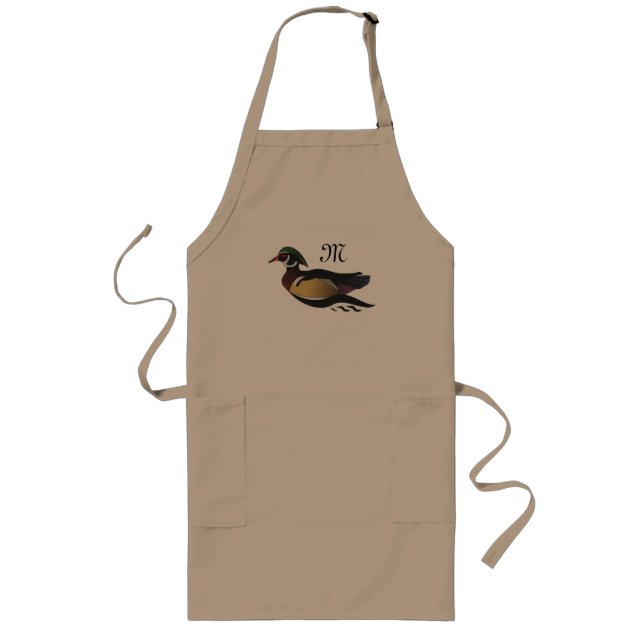 Beautiful Wood Duck Swimming Long Apron (Front)