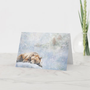 Beautiful Woodland Animals Bear In Snow Greeting  Card