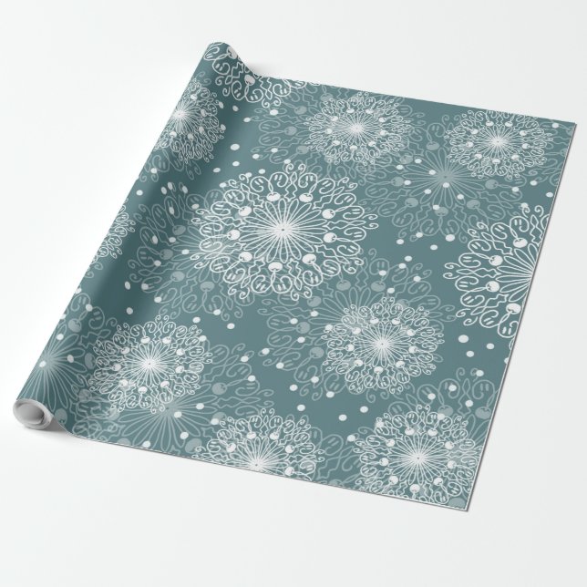 beautiful wrapping paper with snowflakes in winter (Unrolled)