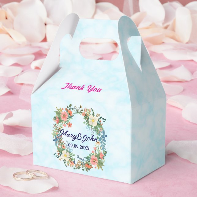 Beautiful wreath pink romantic wedding favour box (Wedding)