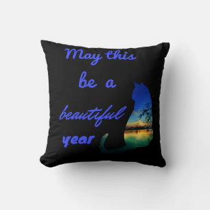 Beautiful year cat sunset black colour throw pillo cushion