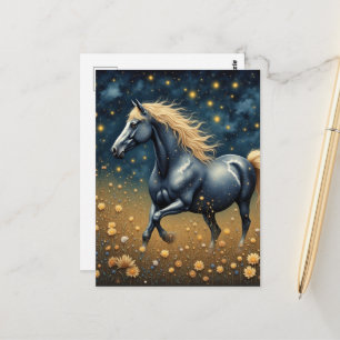 Beautiful Year of the Horse in meadow  Postcard