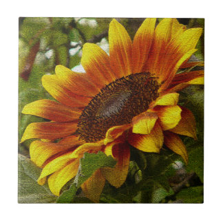 Beautiful Yellow and Orange Sunflower Ceramic Tile