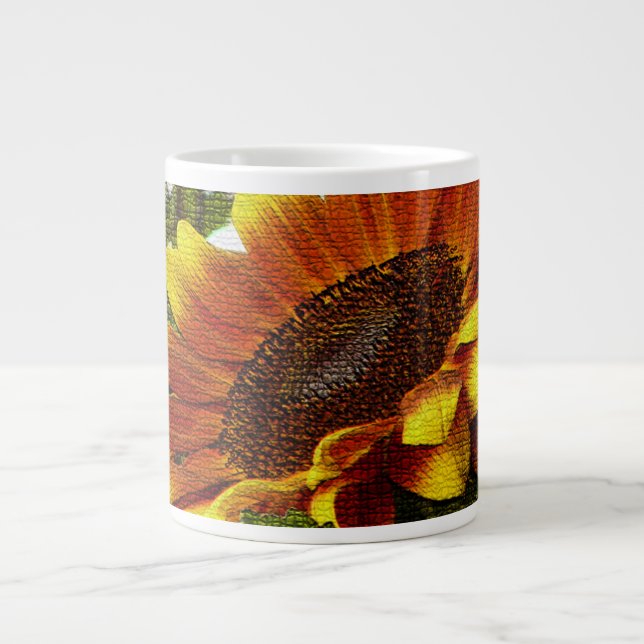 Beautiful Yellow and Orange Sunflower Jumbo Mug (Front)