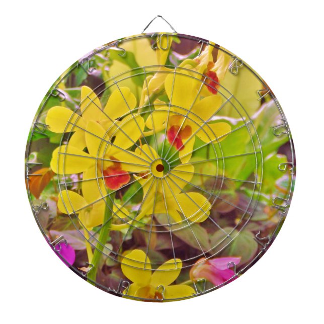 Beautiful Yellow autumn orchids Dartboard (Front)