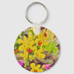 Beautiful Yellow autumn orchids Key Ring