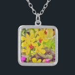 Beautiful Yellow autumn orchids Silver Plated Necklace<br><div class="desc">Beautiful Yellow orchids lovely yellow orchid Blossom Flowers. Photo by Sandy Closs  Great for all seasons spring summer winter and fall. tropical, modern,  fall, flower,  flowers,  floral, spring,  orchid,  garden,  wedding,  weddings, </div>