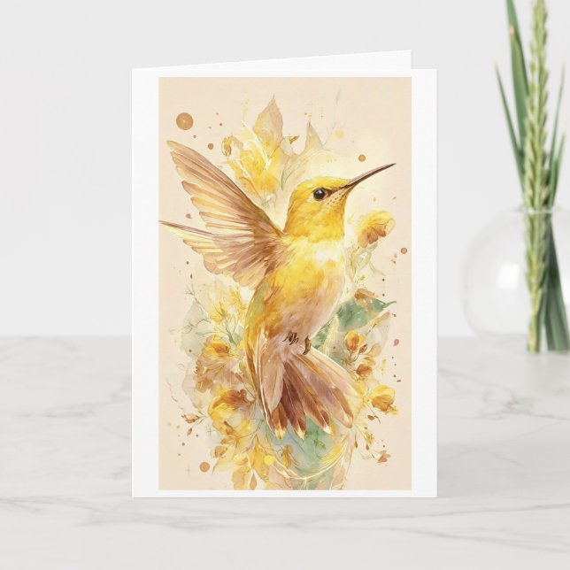 beautiful yellow bird on a card (Front)