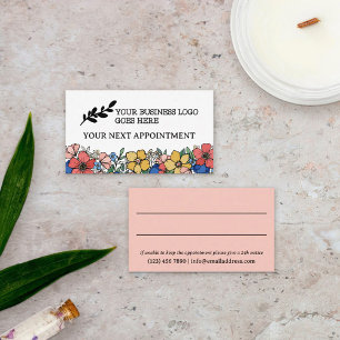 Beautiful Yellow Blue Coral Floral Logo Appointment Card